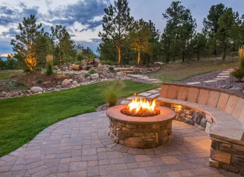 Fire Fit patio landscaped yard