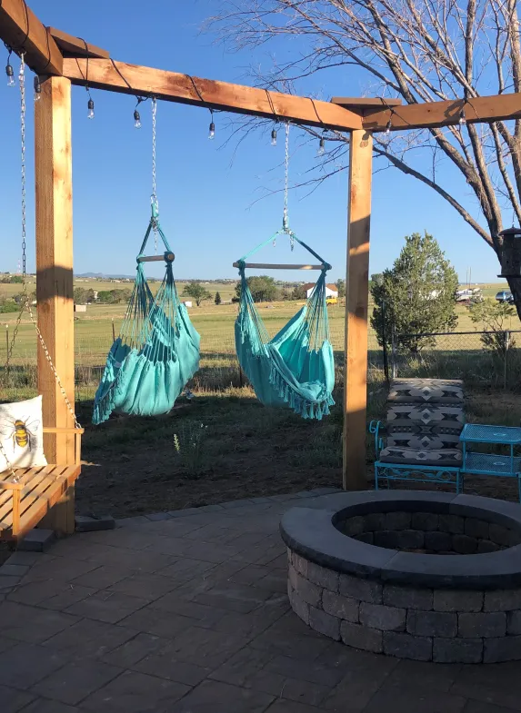 Backyard lounge around a firepit
